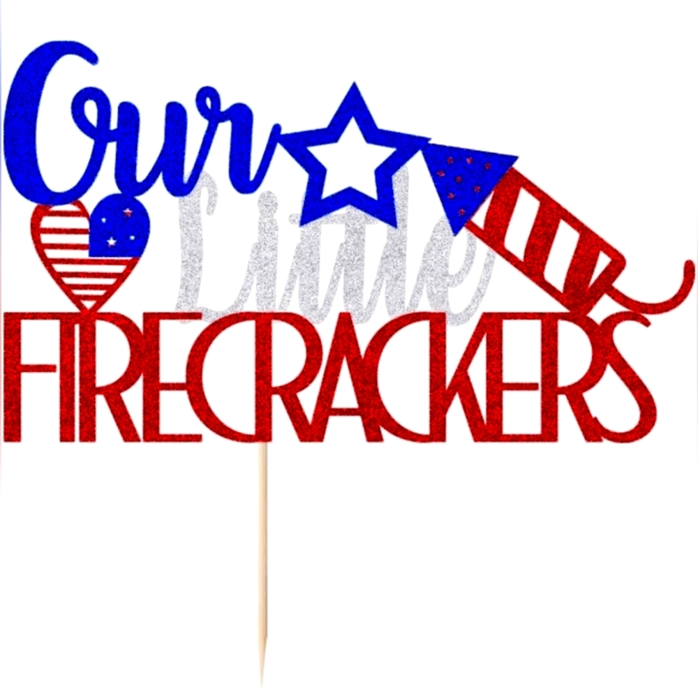 NEW Birthday Cake Topper Cupcake 4th of July Holiday Party Decor Glitter Bday